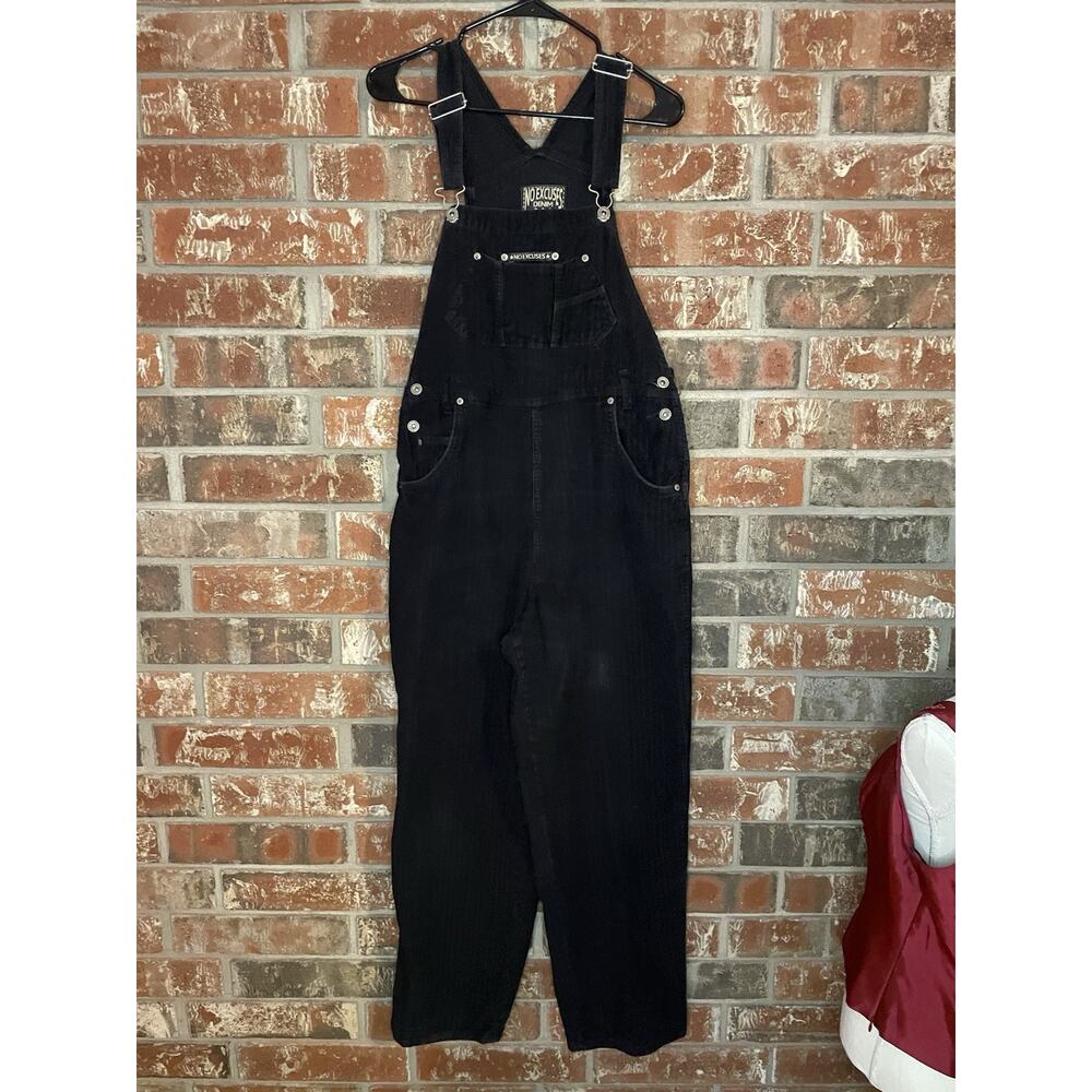 Vintage 90s Corduroy Black Bib Overalls Womens Size 10 No Excuses Y2K Grunge - Picture 3 of 6
